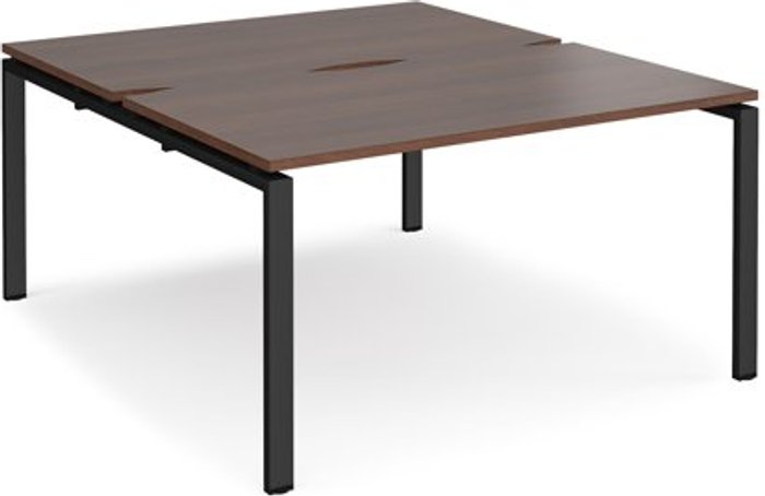 Office Monster | Adapt Bench Desk | 2 Person Starter Rectangular Desks 1400mm | Walnut Tops With Black Frames | 1600mm Depth | Adapt Adapt Bench Desk | 2 Person Starter Rectangular Desks 1400mm | Walnut Tops With Black Frames | 1600mm Depth | Adapt