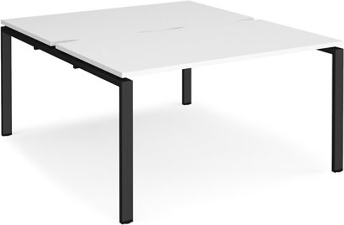 Office Monster | Adapt Bench Desk | 2 Person Starter Rectangular Desks 1400mm | White Tops With Black Frames | 1600mm Depth | Adapt Adapt Bench Desk | 2 Person Starter Rectangular Desks 1400mm | White Tops With Black Frames | 1600mm Depth | Adapt