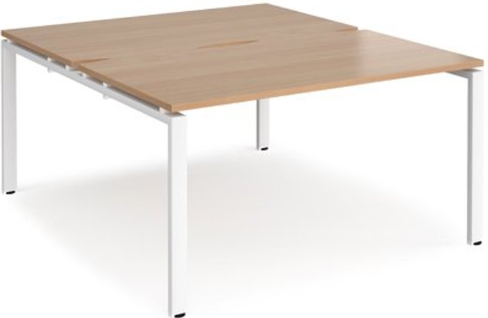 Office Monster | Adapt Bench Desk | 2 Person Rectangular Desks 1400mm | Beech Tops With White Frames | 1600mm Depth | Adapt Adapt Bench Desk | 2 Person Rectangular Desks 1400mm | Beech Tops With White Frames | 1600mm Depth | Adapt