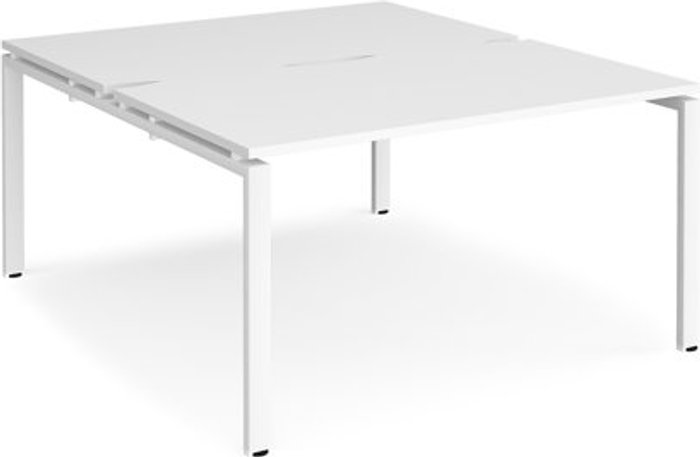 Office Monster | Adapt Bench Desk | 2 Person Rectangular Desks 1400mm | White Tops With White Frames | 1600mm Depth | Adapt Adapt Bench Desk | 2 Person Rectangular Desks 1400mm | White Tops With White Frames | 1600mm Depth | Adapt