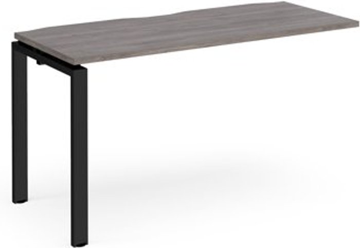 Office Monster | Adapt Adapt add on unit single 1400mm x 600mm - black frame, grey oak top Adapt Adapt add on unit single 1400mm x 600mm - black frame, grey oak top