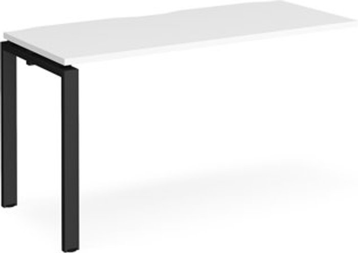 Office Monster | Adapt Bench Desk | Add On Rectangular Desk 1400mm | White Tops With Black Frames | 600mm Depth | Adapt Adapt Bench Desk | Add On Rectangular Desk 1400mm | White Tops With Black Frames | 600mm Depth | Adapt