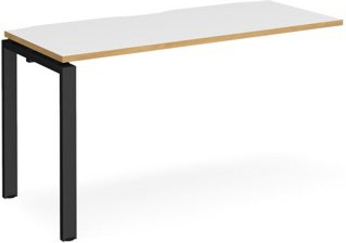 Office Monster | Adapt Bench Desk | Add On Rectangular Desk 1400mm | White/Oak Tops With Black Frames | 600mm Depth | Adapt Adapt Bench Desk | Add On Rectangular Desk 1400mm | White/Oak Tops With Black Frames | 600mm Depth | Adapt