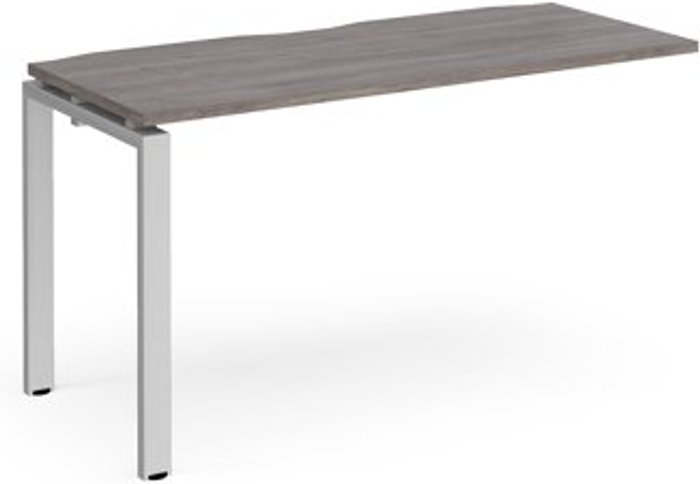 Office Monster | Adapt Adapt add on unit single 1400mm x 600mm - silver frame, grey oak top Adapt Adapt add on unit single 1400mm x 600mm - silver frame, grey oak top