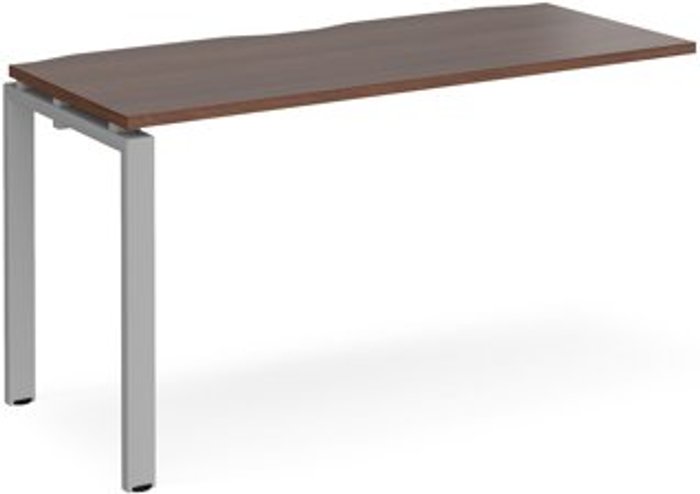 Office Monster | Adapt Bench Desk | Add On Rectangular Desk 1400mm | Walnut Tops With Silver Frames | 600mm Depth | Adapt Adapt Bench Desk | Add On Rectangular Desk 1400mm | Walnut Tops With Silver Frames | 600mm Depth | Adapt