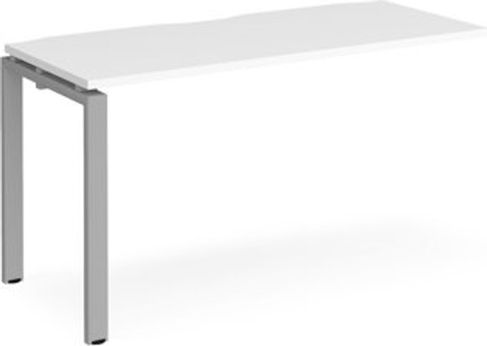 Office Monster | Adapt Bench Desk | Add On Rectangular Desk 1400mm | White Tops With Silver Frames | 600mm Depth | Adapt Adapt Bench Desk | Add On Rectangular Desk 1400mm | White Tops With Silver Frames | 600mm Depth | Adapt