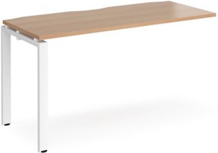Office Monster | Adapt Bench Desk | Add On Rectangular Desk 1400mm | Beech Tops With White Frames | 600mm Depth | Adapt Adapt Bench Desk | Add On Rectangular Desk 1400mm | Beech Tops With White Frames | 600mm Depth | Adapt