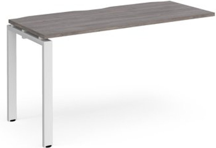 Office Monster | Adapt Adapt add on unit single 1400mm x 600mm - white frame, grey oak top Adapt Adapt add on unit single 1400mm x 600mm - white frame, grey oak top