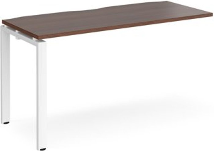 Office Monster | Adapt Bench Desk | Add On Rectangular Desk 1400mm | Walnut Tops With White Frames | 600mm Depth | Adapt Adapt Bench Desk | Add On Rectangular Desk 1400mm | Walnut Tops With White Frames | 600mm Depth | Adapt