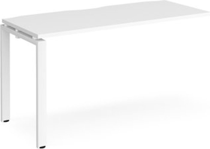 Office Monster | Adapt Bench Desk | Add On Rectangular Desk 1400mm | White Tops With White Frames | 600mm Depth | Adapt Adapt Bench Desk | Add On Rectangular Desk 1400mm | White Tops With White Frames | 600mm Depth | Adapt