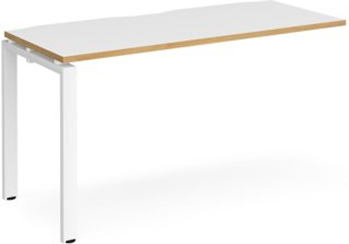 Office Monster | Adapt Bench Desk | Add On Rectangular Desk 1400mm | White/Oak Tops With White Frames | 600mm Depth | Adapt Adapt Bench Desk | Add On Rectangular Desk 1400mm | White/Oak Tops With White Frames | 600mm Depth | Adapt