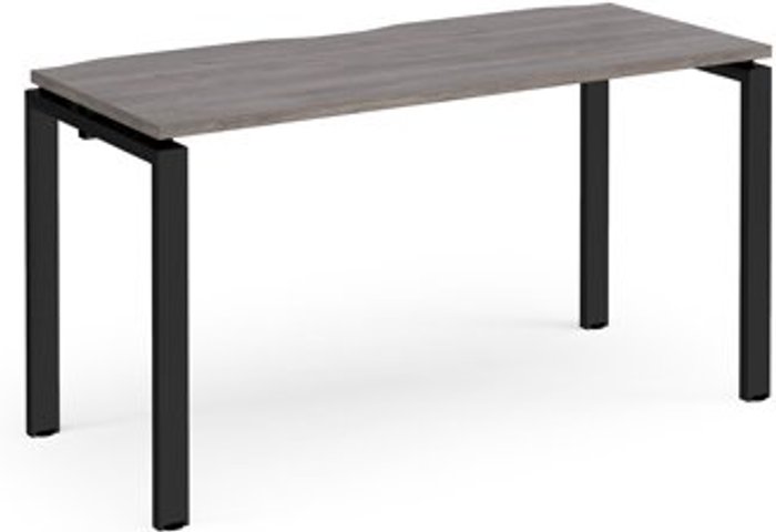 Office Monster | Adapt Adapt single desk 1400mm x 600mm - black frame, grey oak top Adapt Adapt single desk 1400mm x 600mm - black frame, grey oak top