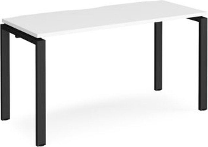 Office Monster | Adapt Bench Desk | Single Person Rectangular Desk 1400mm | White Tops With Black Frames | 600mm Depth | Adapt Adapt Bench Desk | Single Person Rectangular Desk 1400mm | White Tops With Black Frames | 600mm Depth | Adapt