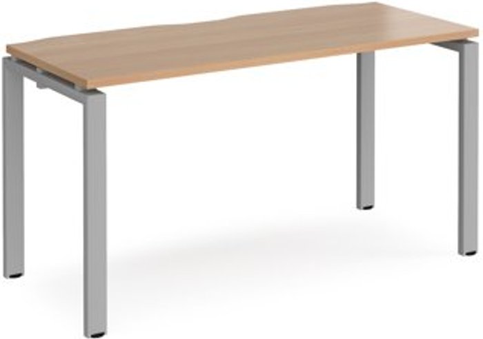 Office Monster | Adapt Bench Desk | Single Person Rectangular Desk 1400mm | Beech Tops With Silver Frames | 600mm Depth | Adapt Adapt Bench Desk | Single Person Rectangular Desk 1400mm | Beech Tops With Silver Frames | 600mm Depth | Adapt