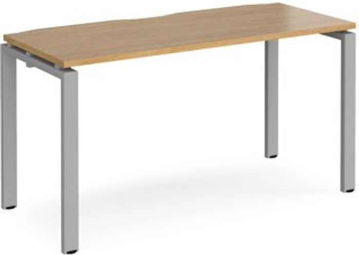 Office Monster | Adapt Bench Desk | Single Person Rectangular Desk 1400mm | Oak Tops With Silver Frames | 600mm Depth | Adapt Adapt Bench Desk | Single Person Rectangular Desk 1400mm | Oak Tops With Silver Frames | 600mm Depth | Adapt