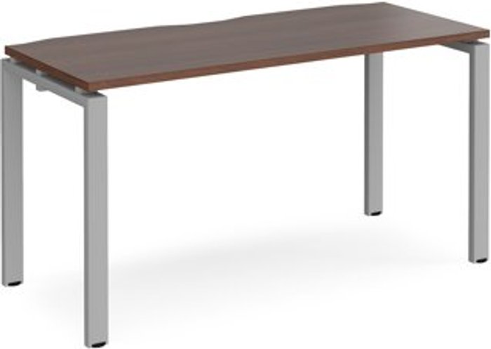 Office Monster | Adapt Bench Desk | Single Person Rectangular Desk 1400mm | Walnut Tops With Silver Frames | 600mm Depth | Adapt Adapt Bench Desk | Single Person Rectangular Desk 1400mm | Walnut Tops With Silver Frames | 600mm Depth | Adapt