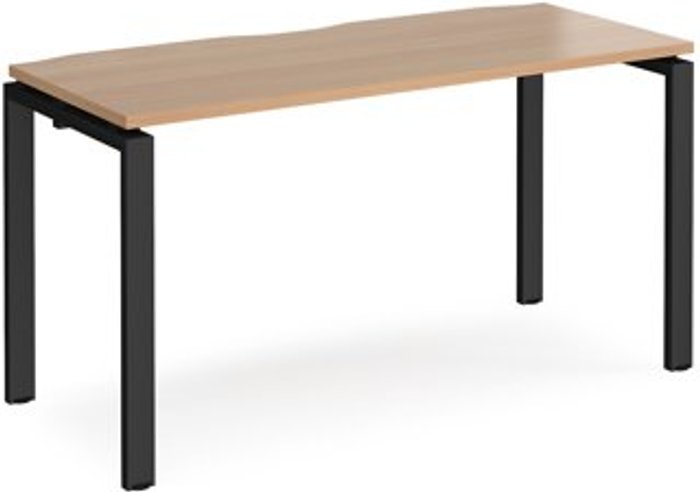 Office Monster | Adapt Bench Desk | Single Person Starter Rectangular Desk 1400mm | Beech Tops With Black Frames | 600mm Depth | Adapt Adapt Bench Desk | Single Person Starter Rectangular Desk 1400mm | Beech Tops With Black Frames | 600mm Depth | Adapt