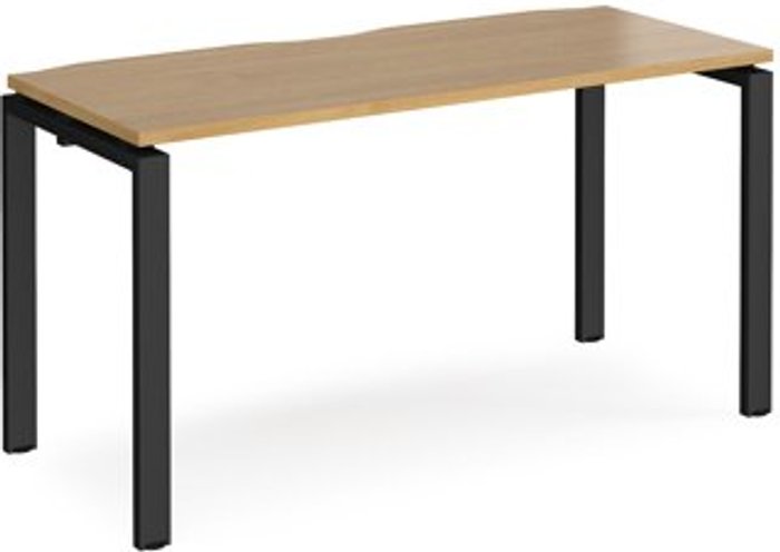 Office Monster | Adapt Bench Desk | Single Person Starter Rectangular Desk 1400mm | Oak Tops With Black Frames | 600mm Depth | Adapt Adapt Bench Desk | Single Person Starter Rectangular Desk 1400mm | Oak Tops With Black Frames | 600mm Depth | Adapt