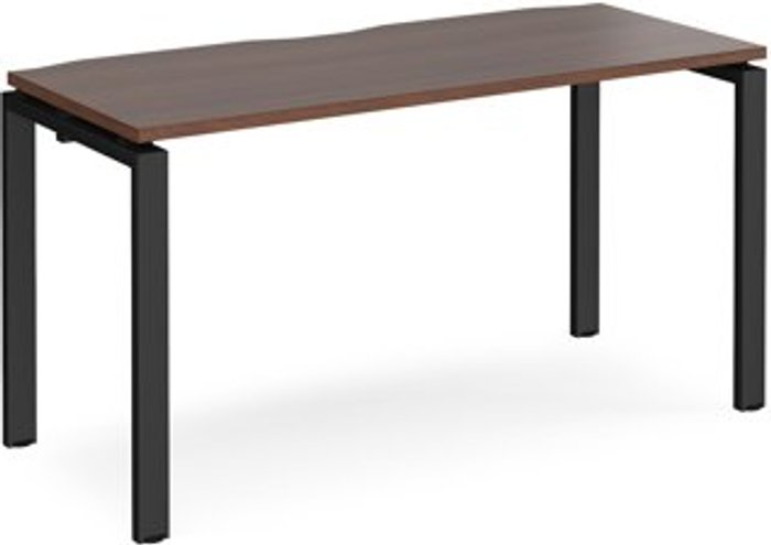 Office Monster | Adapt Bench Desk | Single Person Starter Rectangular Desk 1400mm | Walnut Tops With Black Frames | 600mm Depth | Adapt Adapt Bench Desk | Single Person Starter Rectangular Desk 1400mm | Walnut Tops With Black Frames | 600mm Depth | Adapt