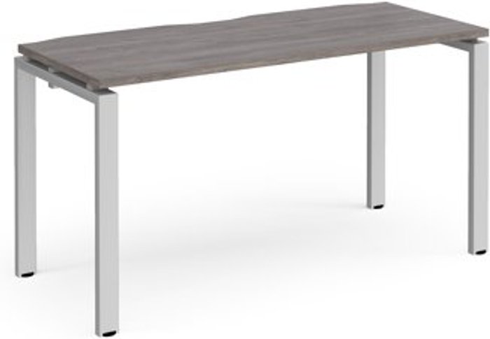 Office Monster | Adapt Adapt starter unit single 1400mm x 600mm - silver frame, grey oak top Adapt Adapt starter unit single 1400mm x 600mm - silver frame, grey oak top