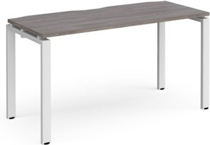 Office Monster | Adapt Adapt starter unit single 1400mm x 600mm - white frame, grey oak top Adapt Adapt starter unit single 1400mm x 600mm - white frame, grey oak top