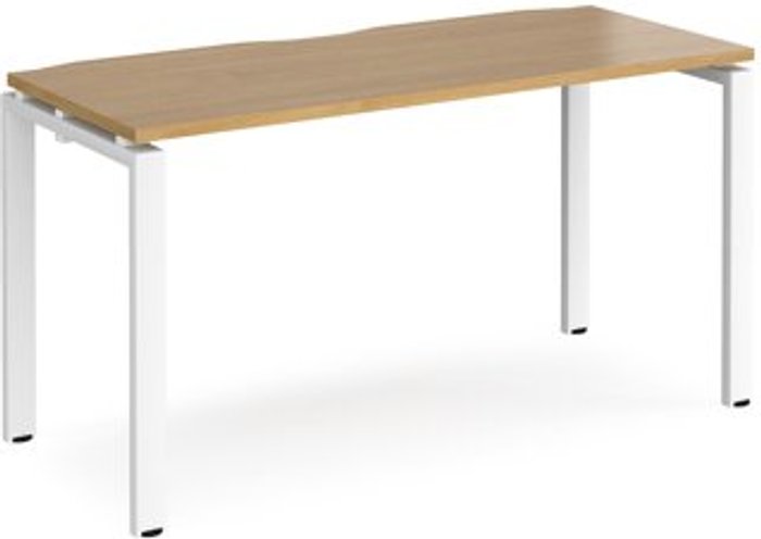 Office Monster | Adapt Bench Desk | Single Person Starter Rectangular Desk 1400mm | Oak Tops With White Frames | 600mm Depth | Adapt Adapt Bench Desk | Single Person Starter Rectangular Desk 1400mm | Oak Tops With White Frames | 600mm Depth | Adapt