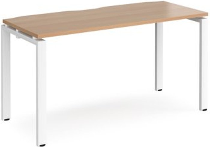 Office Monster | Adapt Bench Desk | Single Person Rectangular Desk 1400mm | Beech Tops With White Frames | 600mm Depth | Adapt Adapt Bench Desk | Single Person Rectangular Desk 1400mm | Beech Tops With White Frames | 600mm Depth | Adapt