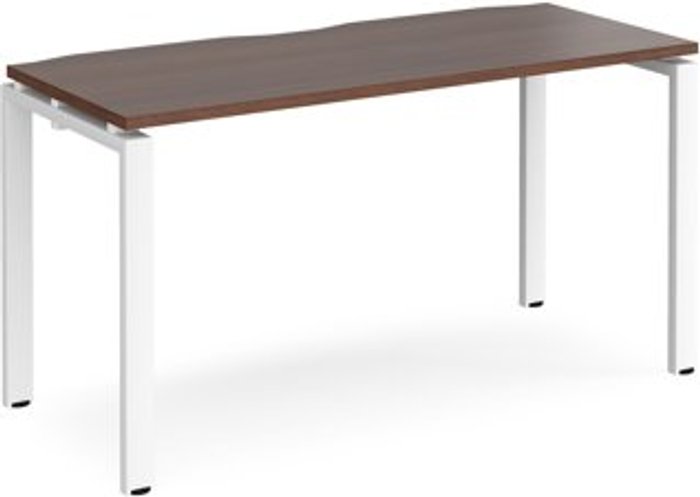 Office Monster | Adapt Bench Desk | Single Person Rectangular Desk 1400mm | Walnut Tops With White Frames | 600mm Depth | Adapt Adapt Bench Desk | Single Person Rectangular Desk 1400mm | Walnut Tops With White Frames | 600mm Depth | Adapt