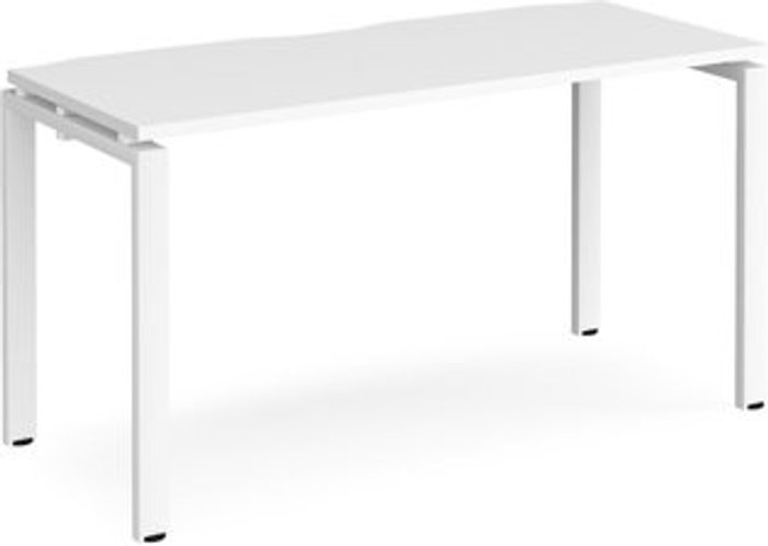 Office Monster | Adapt Bench Desk | Single Person Rectangular Desk 1400mm | White Tops With White Frames | 600mm Depth | Adapt Adapt Bench Desk | Single Person Rectangular Desk 1400mm | White Tops With White Frames | 600mm Depth | Adapt