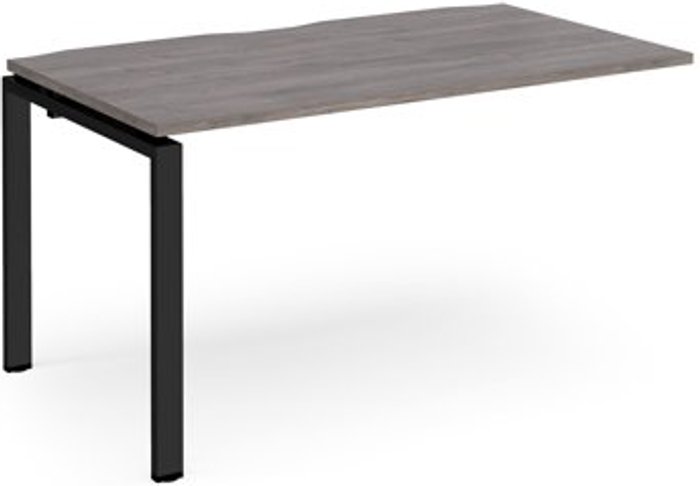 Office Monster | Adapt Adapt add on unit single 1400mm x 800mm - black frame, grey oak top Adapt Adapt add on unit single 1400mm x 800mm - black frame, grey oak top
