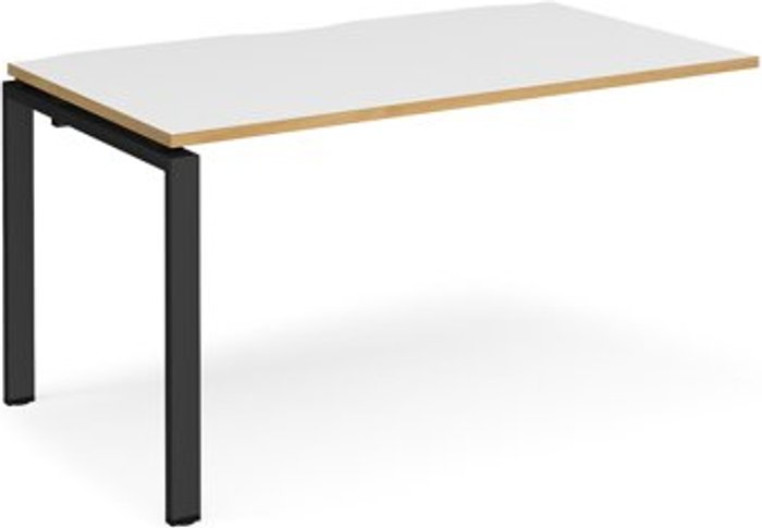 Office Monster | Adapt Bench Desk | Add On Rectangular Desk 1400mm | White/Oak Tops With Black Frames | 800mm Depth | Adapt Adapt Bench Desk | Add On Rectangular Desk 1400mm | White/Oak Tops With Black Frames | 800mm Depth | Adapt