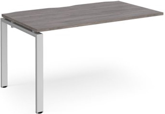 Office Monster | Adapt Adapt add on unit single 1400mm x 800mm - silver frame, grey oak top Adapt Adapt add on unit single 1400mm x 800mm - silver frame, grey oak top