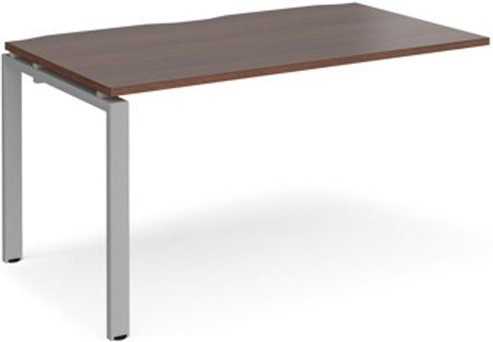 Office Monster | Adapt Bench Desk | Add On Rectangular Desk 1400mm | Walnut Tops With Silver Frames | 800mm Depth | Adapt Adapt Bench Desk | Add On Rectangular Desk 1400mm | Walnut Tops With Silver Frames | 800mm Depth | Adapt