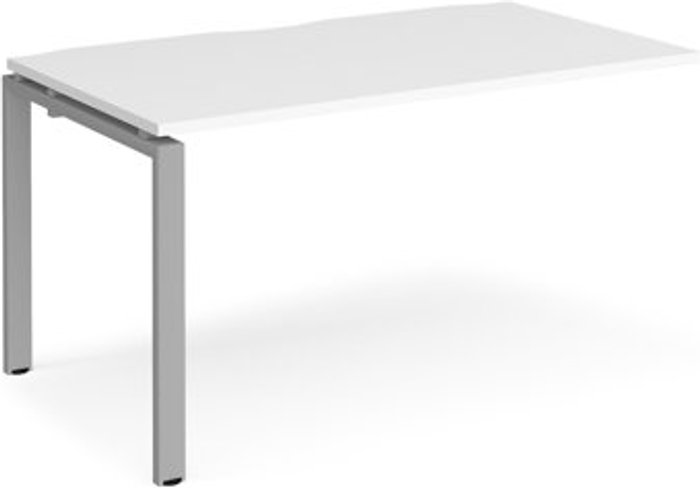 Office Monster | Adapt Bench Desk | Add On Rectangular Desk 1400mm | White Tops With Silver Frames | 800mm Depth | Adapt Adapt Bench Desk | Add On Rectangular Desk 1400mm | White Tops With Silver Frames | 800mm Depth | Adapt