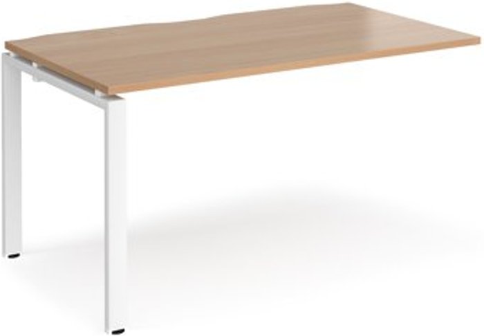 Office Monster | Adapt Bench Desk | Add On Rectangular Desk 1400mm | Beech Tops With White Frames | 800mm Depth | Adapt Adapt Bench Desk | Add On Rectangular Desk 1400mm | Beech Tops With White Frames | 800mm Depth | Adapt
