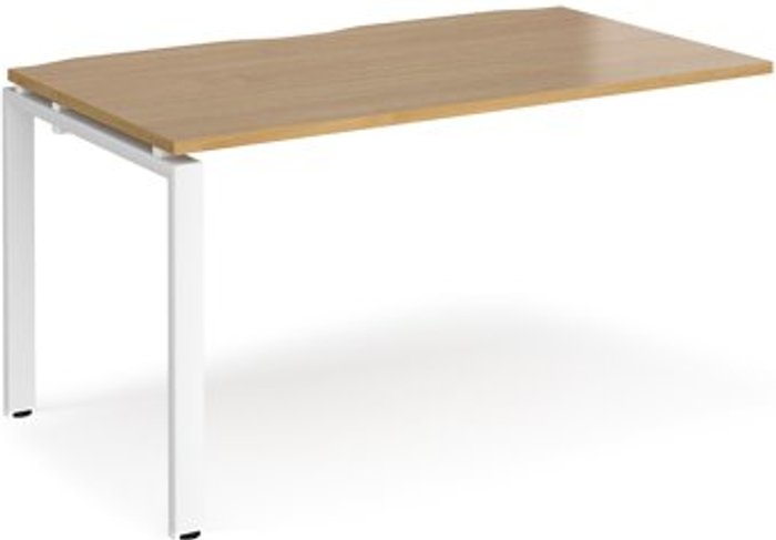 Office Monster | Adapt Bench Desk | Add On Rectangular Desk 1400mm | Oak Tops With White Frames | 800mm Depth | Adapt Adapt Bench Desk | Add On Rectangular Desk 1400mm | Oak Tops With White Frames | 800mm Depth | Adapt