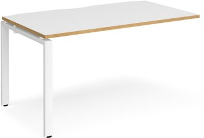 Office Monster | Adapt Bench Desk | Add On Rectangular Desk 1400mm | White/Oak Tops With White Frames | 800mm Depth | Adapt Adapt Bench Desk | Add On Rectangular Desk 1400mm | White/Oak Tops With White Frames | 800mm Depth | Adapt