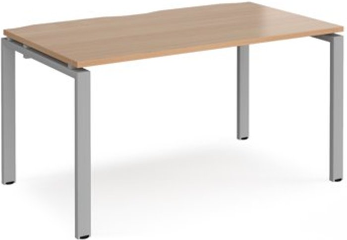 Office Monster | Adapt Bench Desk | Single Person Rectangular Desk 1400mm | Beech Tops With Silver Frames | 800mm Depth | Adapt Adapt Bench Desk | Single Person Rectangular Desk 1400mm | Beech Tops With Silver Frames | 800mm Depth | Adapt