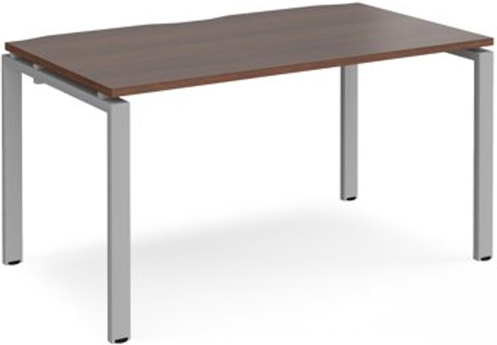 Office Monster | Adapt Bench Desk | Single Person Rectangular Desk 1400mm | Walnut Tops With Silver Frames | 800mm Depth | Adapt Adapt Bench Desk | Single Person Rectangular Desk 1400mm | Walnut Tops With Silver Frames | 800mm Depth | Adapt