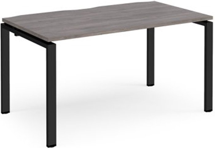 Office Monster | Adapt Adapt starter unit single 1400mm x 800mm - black frame, grey oak top Adapt Adapt starter unit single 1400mm x 800mm - black frame, grey oak top