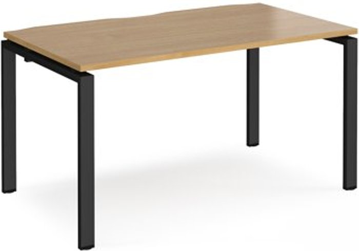 Office Monster | Adapt Bench Desk | Single Person Starter Rectangular Desk 1400mm | Oak Tops With Black Frames | 800mm Depth | Adapt Adapt Bench Desk | Single Person Starter Rectangular Desk 1400mm | Oak Tops With Black Frames | 800mm Depth | Adapt