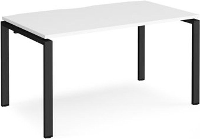 Office Monster | Adapt Bench Desk | Single Person Starter Rectangular Desk 1400mm | White Tops With Black Frames | 800mm Depth | Adapt Adapt Bench Desk | Single Person Starter Rectangular Desk 1400mm | White Tops With Black Frames | 800mm Depth | Adapt