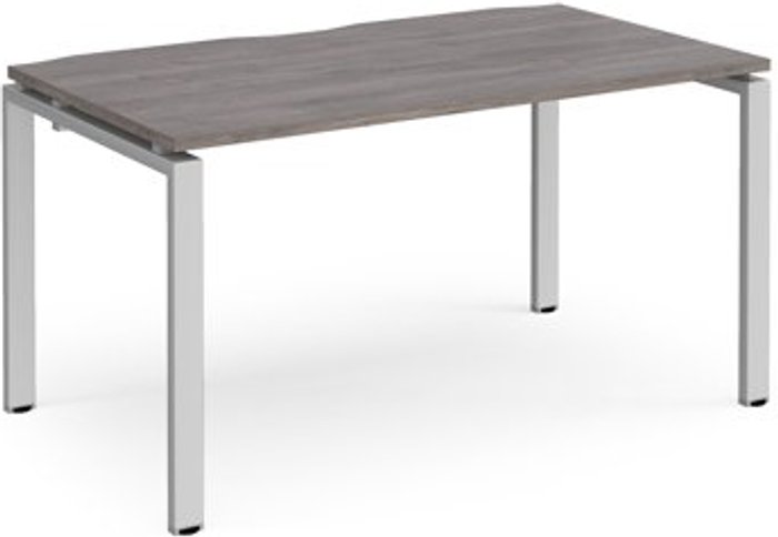 Office Monster | Adapt Adapt starter unit single 1400mm x 800mm - silver frame, grey oak top Adapt Adapt starter unit single 1400mm x 800mm - silver frame, grey oak top