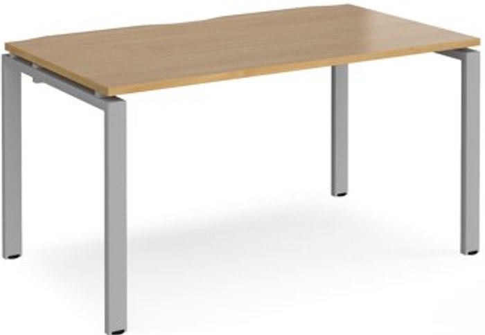 Office Monster | Adapt Bench Desk | Single Person Starter Rectangular Desk 1400mm | Oak Tops With Silver Frames | 800mm Depth | Adapt Adapt Bench Desk | Single Person Starter Rectangular Desk 1400mm | Oak Tops With Silver Frames | 800mm Depth | Adapt