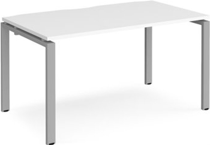 Office Monster | Adapt Bench Desk | Single Person Starter Rectangular Desk 1400mm | White Tops With Silver Frames | 800mm Depth | Adapt Adapt Bench Desk | Single Person Starter Rectangular Desk 1400mm | White Tops With Silver Frames | 800mm Depth | Adapt