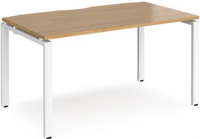 Office Monster | Adapt Bench Desk | Single Person Starter Rectangular Desk 1400mm | Oak Tops With White Frames | 800mm Depth | Adapt Adapt Bench Desk | Single Person Starter Rectangular Desk 1400mm | Oak Tops With White Frames | 800mm Depth | Adapt