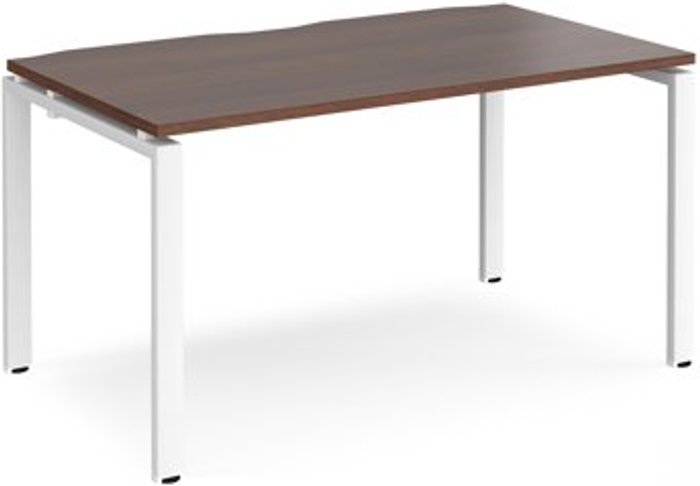 Office Monster | Adapt Bench Desk | Single Person Starter Rectangular Desk 1400mm | Walnut Tops With White Frames | 800mm Depth | Adapt Adapt Bench Desk | Single Person Starter Rectangular Desk 1400mm | Walnut Tops With White Frames | 800mm Depth | Adapt
