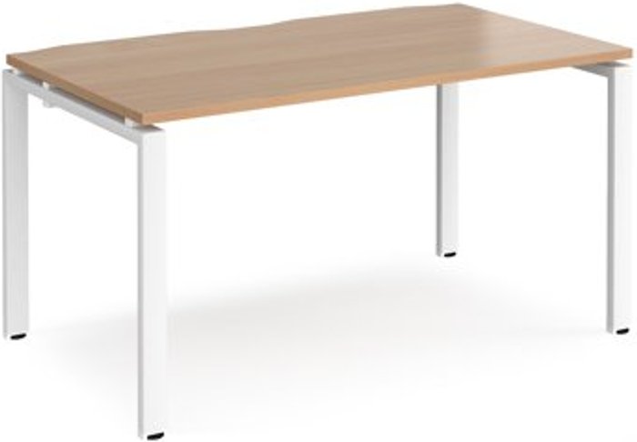 Office Monster | Adapt Bench Desk | Single Person Rectangular Desk 1400mm | Beech Tops With White Frames | 800mm Depth | Adapt Adapt Bench Desk | Single Person Rectangular Desk 1400mm | Beech Tops With White Frames | 800mm Depth | Adapt
