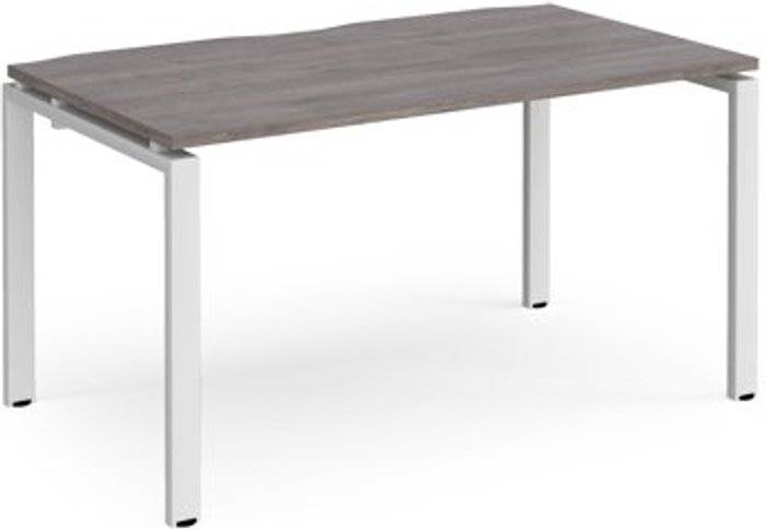 Office Monster | Adapt Adapt single desk 1400mm x 800mm - white frame, grey oak top Adapt Adapt single desk 1400mm x 800mm - white frame, grey oak top