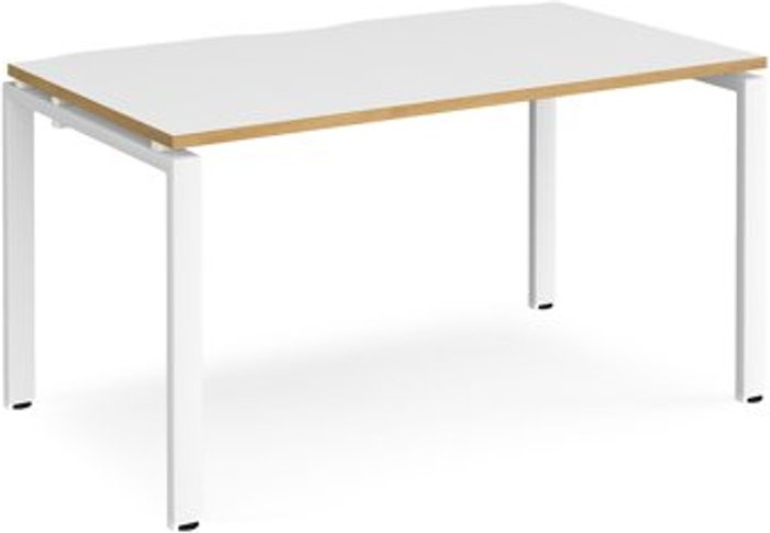 Office Monster | Adapt Bench Desk | Single Person Rectangular Desk 1400mm | White/Oak Tops With White Frames | 800mm Depth | Adapt Adapt Bench Desk | Single Person Rectangular Desk 1400mm | White/Oak Tops With White Frames | 800mm Depth | Adapt